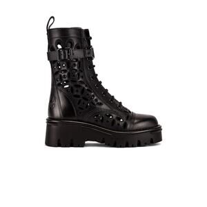 Valentino Garavani 'Atelier 08 San Gallo Edition' Black Leather Combat Boots